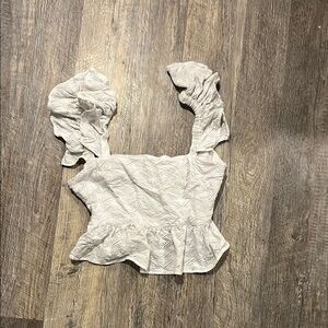 Blue Rain White Eyelet Ruffle Crop Top